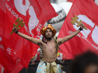 People take part in the Labour Day march held in downtown São Paulo, Brazil, on 01 May 2017. Labor Day or May Day is observed all over the w...