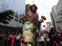 People take part in the Labour Day march held in downtown São Paulo, Brazil, on 01 May 2017. Labor Day or May Day is observed all over the w...