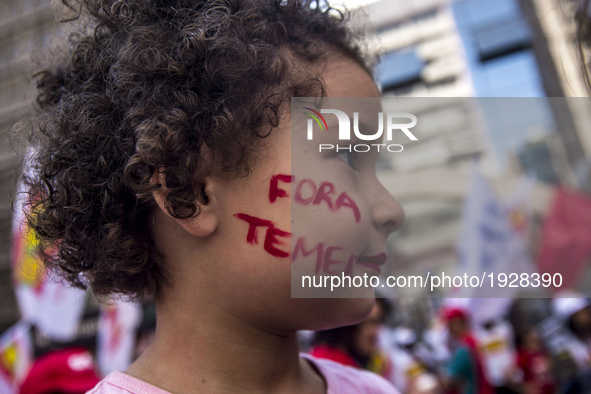 People take part in the Labour Day march held in downtown São Paulo, Brazil, on 01 May 2017. Labor Day or May Day is observed all over the w...