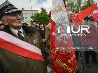 Representatives of leftist circles met at Daszynski Avenue to celebrate May Day outside the Monument to the Military Actions of the Proletar...