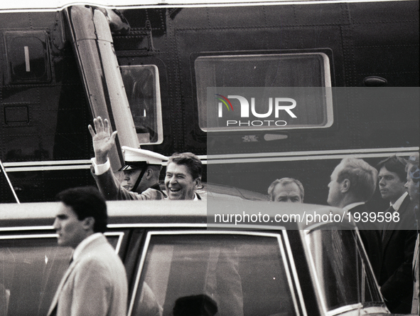 US President Ronald Reagan in Chicago on September 1984.