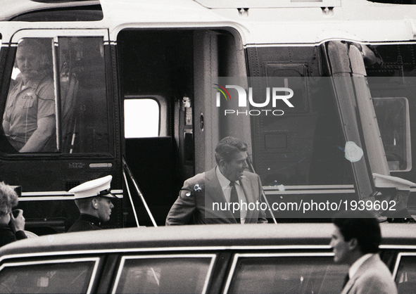 US President Ronald Reagan in Chicago on September 1984.