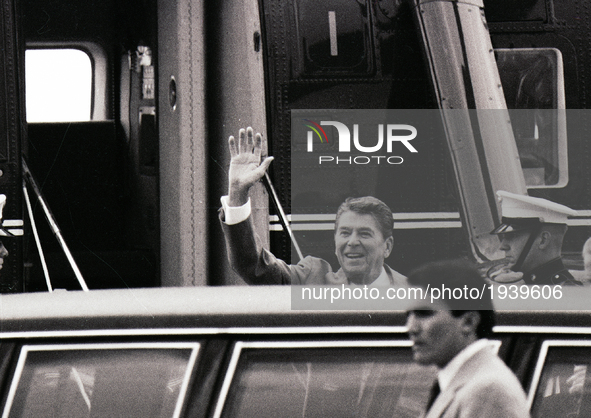 US President Ronald Reagan in Chicago on September 1984.