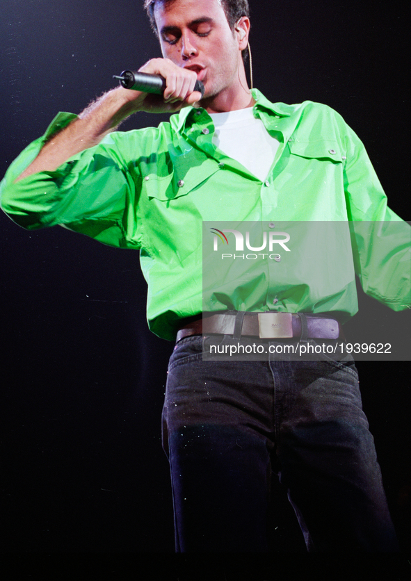 Enrique Iglesias performs at the Pond of Anaheim, CA, on May 24, 1997. 