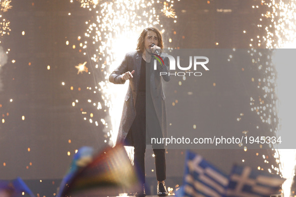 Isaiah from Australia performs with the song "Don't Come Easy", during the First Semi Final of the Eurovision Song Contest, in Kiev, Ukraine...