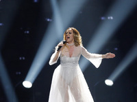 Tijana Bogicevic from Serbia performs with the song "In Too Deep", during the Second Semi-Final of the Eurovision Song Contest, in Kiev, Ukr...