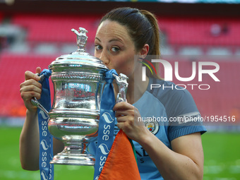 Megan Campbell of Manchester City WFC with Trophy
during The SSE FA Women's Cup-Final match betweenBirmingham City Ladies v Manchester City...