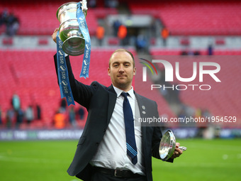 Nick Cushing manager of Manchester City WFC with Trophy
during The SSE FA Women's Cup-Final match betweenBirmingham City Ladies v Manchester...