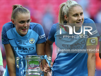  L-R Izzy Christiansen of Manchester City WFC and Steph Houghton of Manchester City WFC with Trophy
during The SSE FA Women's Cup-Final matc...