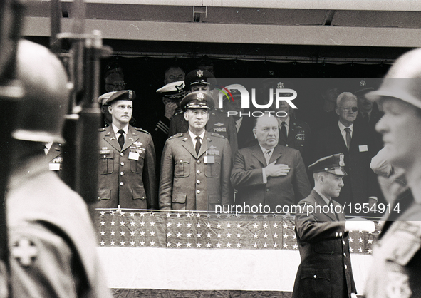 Mayor of Chicago Richard J. Daley attends Armed Forces Day in Chicago, on May 15, 1965. 