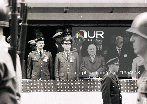 Mayor of Chicago Richard J. Daley attends Armed Forces Day in Chicago, on May 15, 1965. 