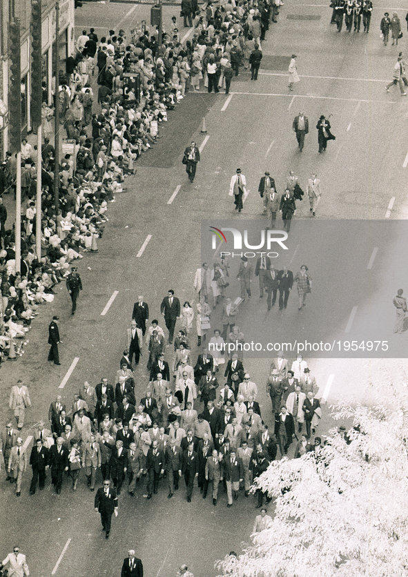 People attends Chicago Columbus Day in Chicago, on October 12, 1964. 