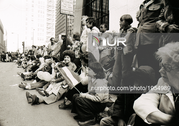 People attends Chicago Columbus Day in Chicago, on October 12, 1964. 