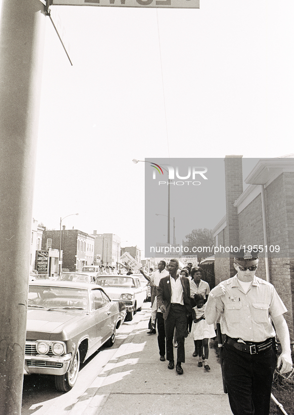 A demonstration of Chicago Freedom Movement, also known as the Chicago Open Housing movement march in Chicago demanding Housing Rights in Ch...