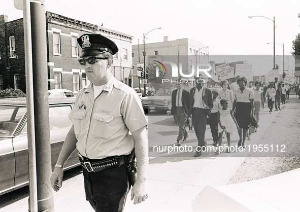 A demonstration of Chicago Freedom Movement, also known as the Chicago Open Housing movement march in Chicago demanding Housing Rights in Ch...