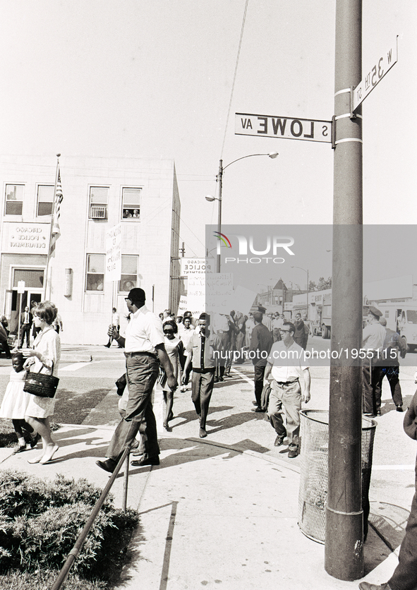 A demonstration of Chicago Freedom Movement, also known as the Chicago Open Housing movement march in Chicago demanding Housing Rights in Ch...