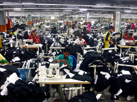 Garments worker working inside a factory in Gazipur in Bangladesh, on May 14, 2017.Bangladesh is the second largest apparel exporter in the...