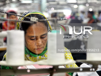 Garments worker working inside a factory in Gazipur in Bangladesh, on May 14, 2017.Bangladesh is the second largest apparel exporter in the...