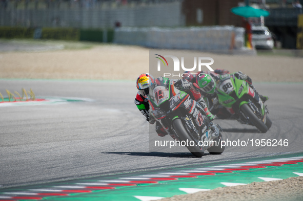  Alex de Angelis Kawasaki ZX-10RR Pedercini Racing SC Project  during the Superbike race 2 during the World Superbikes - Race at Enzo & Dino...
