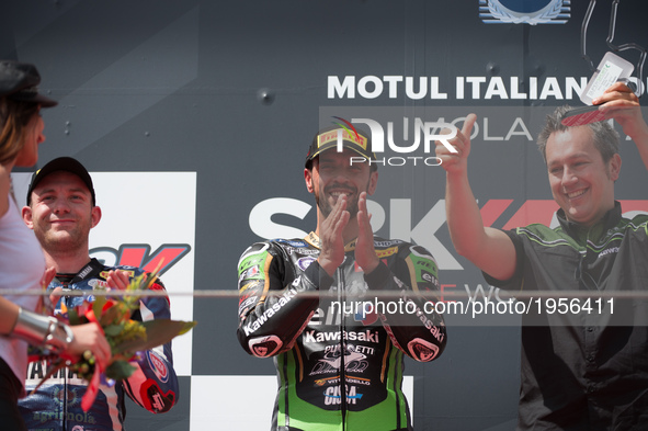 KENAN SOFUOGLU celebrate on the podium at the end of the race  during the FIM World Supersport Championship IMOLA - Race  on MAY 14, 2017 in...