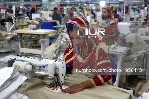 Garments worker working inside a factory in Gazipur in Bangladesh, on May 14, 2017.Bangladesh is the second largest apparel exporter in the...