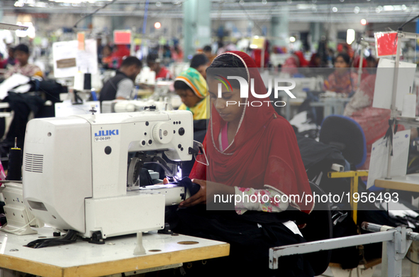 Garments worker working inside a factory in Gazipur in Bangladesh, on May 14, 2017.Bangladesh is the second largest apparel exporter in the...