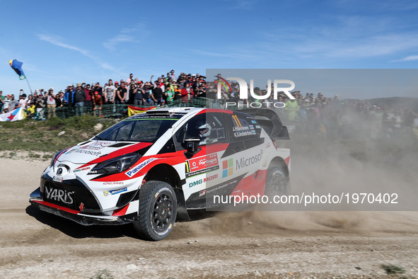 Juho Hanninen and Kaj Lindstrom in Toyota Yaris WRC of Toyota Gazoo Racing WRT in action during the SS10 Vieira do Minho of WRC Vodafone Ral...