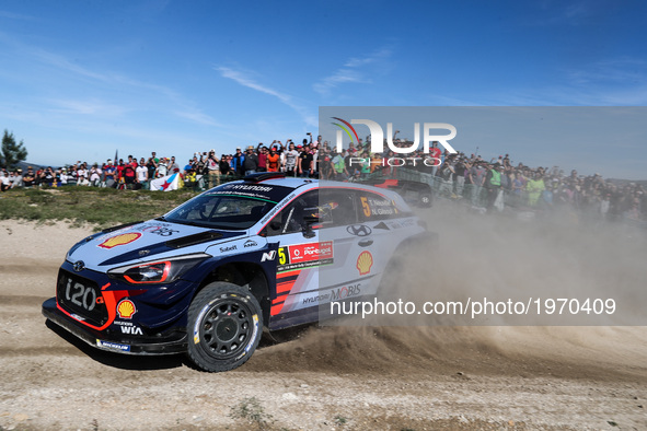 Thierry Neuville and Nicolas Gilsoul in Hyundai i20 Coupe WRC of Hyundai Motorsport in action during the SS10 Vieira do Minho of WRC Vodafon...