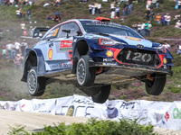 Dani Sordo and Marc Marti in Hyundai i20 Coupe WRC of Hyundai Motorsport in action during the SS10 Vieira do Minho of WRC Vodafone Rally de...