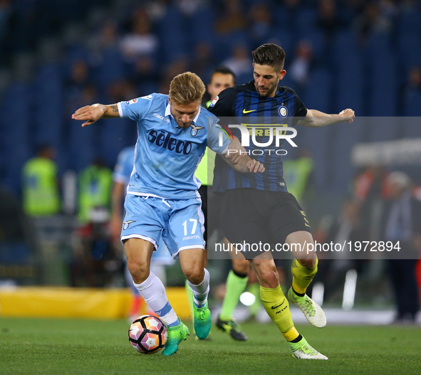 Serie A Lazio v Inter
Ciro Immobile of Lazio and Roberto Gagliardini of Internazionale  at Olimpico Stadium in Rome, Italy on May 21, 2017....
