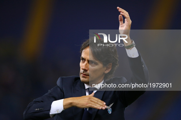 Serie A Lazio v Inter
Simone Inzaghi manager of Lazio greeeing the supporters at Olimpico Stadium in Rome, Italy on May 21, 2017.
 