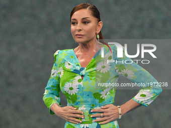 Azerbaijan's Vice President and First Lady Mehriban Aliyeva attends the Women's Wrestling event at the Baku 2017 4th Islamic Solidarity Game...