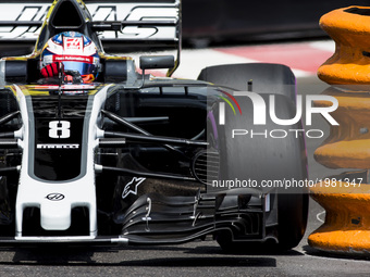 08 GROSJEAN Romain from France of Haas VF-17 Ferrari Haas F1 team touching the wall during the Monaco Grand Prix of the FIA Formula 1 champi...