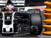 08 GROSJEAN Romain from France of Haas VF-17 Ferrari Haas F1 team touching the wall during the Monaco Grand Prix of the FIA Formula 1 champi...