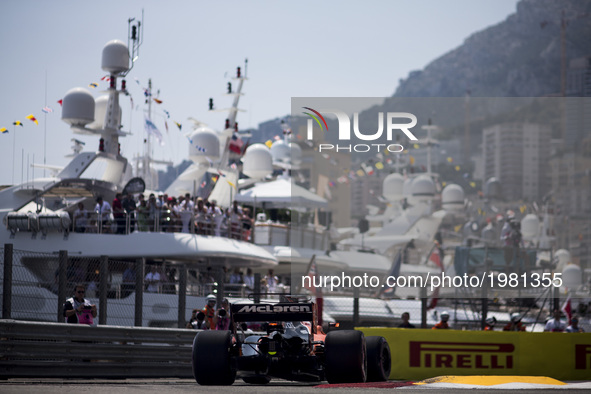 22 BUTTON Jenson from Great Britain of McLaren Honda MCL32 during the Monaco Grand Prix of the FIA Formula 1 championship, at Monaco on 25th...