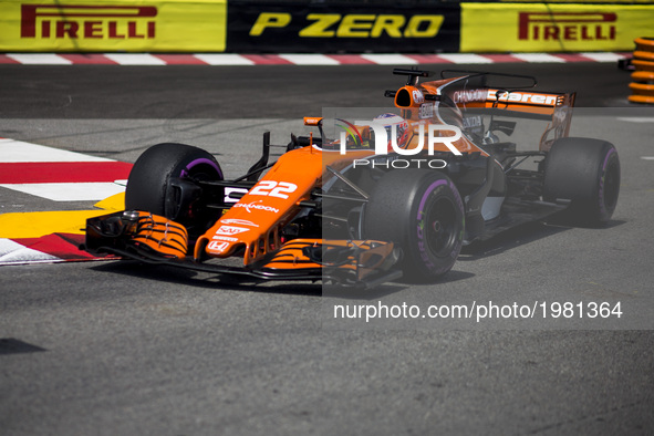 22 BUTTON Jenson from Great Britain of McLaren Honda MCL32 during the Monaco Grand Prix of the FIA Formula 1 championship, at Monaco on 25th...