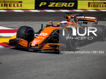 22 BUTTON Jenson from Great Britain of McLaren Honda MCL32 during the Monaco Grand Prix of the FIA Formula 1 championship, at Monaco on 25th...