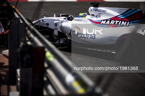 19 MASSA Felipe from Brasil of Williams F1 Mercedes FW40 during the Monaco Grand Prix of the FIA Formula 1 championship, at Monaco on 25th o...