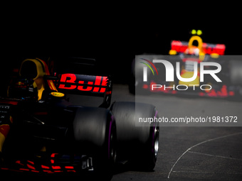 The Bulls 03 RICCIARDO Daniel from Australia followed by 33 VERSTAPPEN Max from Netherland of Red Bull Tag Heuer RB13 during the Monaco Gran...