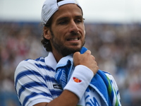 Feliciano Lopez of Spain looks dejected during the mens singles final against Marin Cilic of Croatia during day seven of the 2017 Aegon Cham...