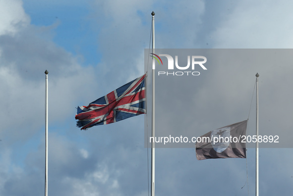 British Flag at Half Mask
during the Specsavers County Championship - Division One match between Surrey and Hampshire at  The Kia Oval Groun...