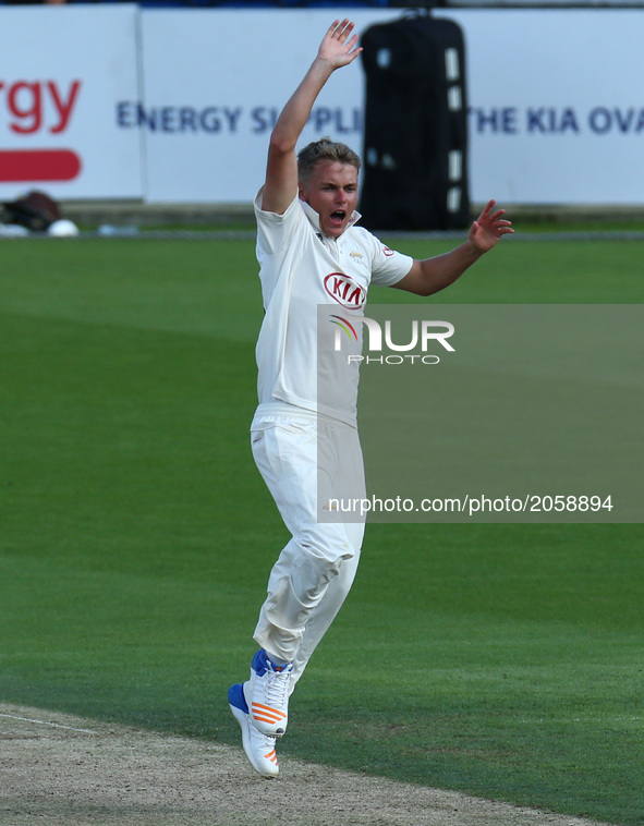 Surrey's Sam Curran claims LBW not given
during the Specsavers County Championship - Division One match between Surrey and Hampshire at  The...