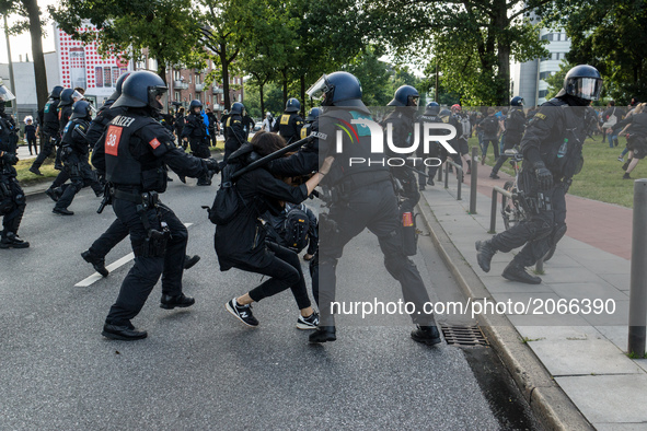 Violent mass demonstrations took place in several flash points throughout Hamburg as German riot police confronted Anti capitalism and radic...