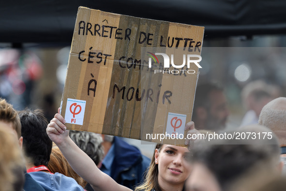 Deputys of " la France Insoumise " lead by Jean-Luc Melenchon organised an assembly in Republique's place in Paris to protest against the la...