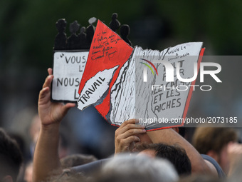 Deputys of " la France Insoumise " lead by Jean-Luc Melenchon organised an assembly in Republique's place in Paris to protest against the la...