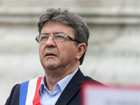 La France Insoumise (LFI) leftist party's parliamentary group president Jean-Luc Melenchon attends a demonstration against the French govern...