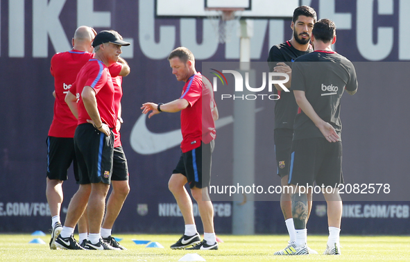Leo Messi and Luis Suarez during the FC Barcelona training, on 17 july 2017. Photo: Joan Valls/Urbanandsport/Nurphoto -- 