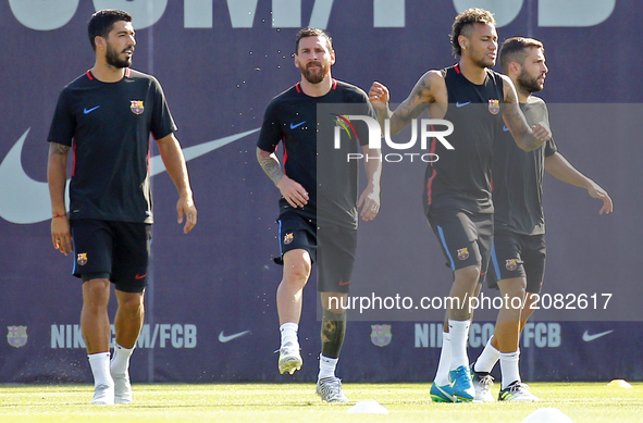 Leo Messi, Luis Suarez and Neymar Jr. during the FC Barcelona training, on 17 july 2017. Photo: Joan Valls/Urbanandsport/Nurphoto -- 