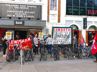 Union leaders from Unison protest outside of Ritzy Cinema for better pay in Brixton London United Kingdom on July 21st 2017.  (