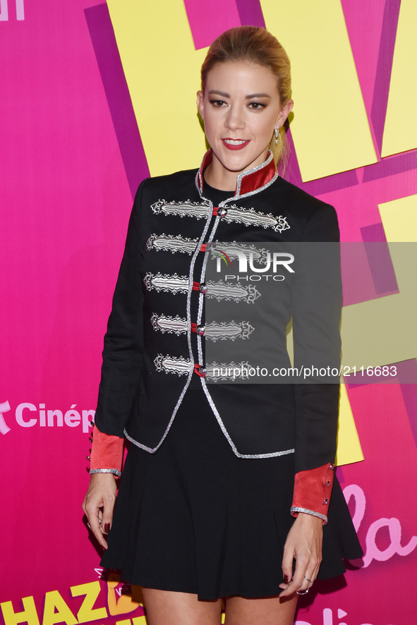Fernanda Castillo is seen during the pink carpet  to promote the latest film 'Hazlo Como Hombre' at Cinepolis Plaza Oasis Coyoacan on August...